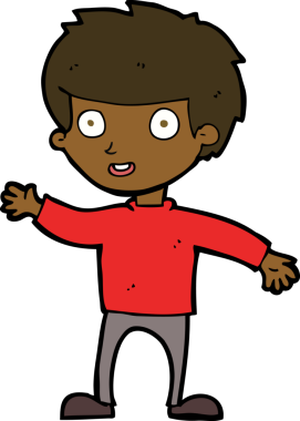 Bir insan tarafından çizilmiş mutlu çocuk çizgi filmi.