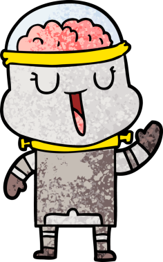 Bir insan tarafından çizilmiş mutlu robot çizimi.