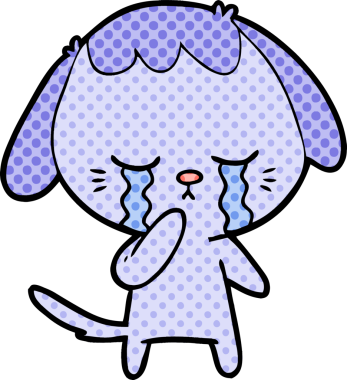 Bir insan tarafından çizilmiş ağlayan bir köpek.