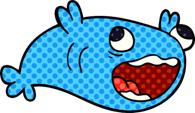 Bir insan tarafından çizilmiş bir balık karalaması.