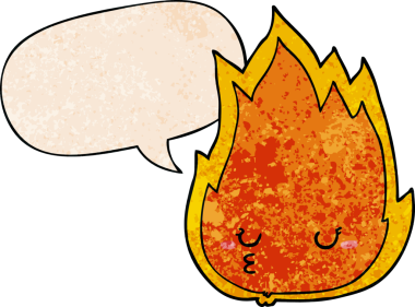 Bir insan tarafından çizilmiş eski moda konuşma baloncuklu şirin çizgi film ateşi