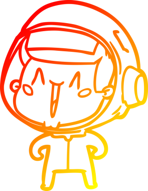 Bir insan tarafından çizilmiş mutlu bir astronotun sıcak çizgi çizimi