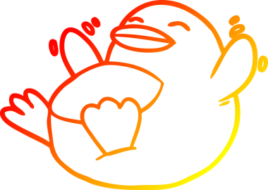 Bir insan tarafından çizilmiş mutlu bir penguenin sıcak çizgi çizimi