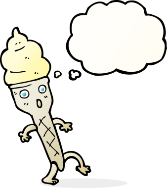 Bir insan tarafından çizilmiş düşünce balonlu karikatür dondurması.