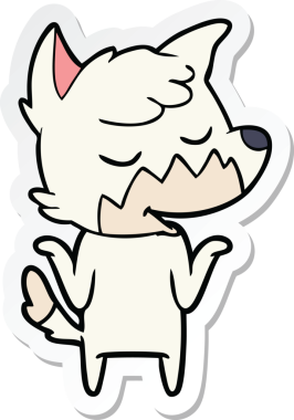 Bir insan tarafından çizilmiş dost canlısı bir tilkinin çıkartması.