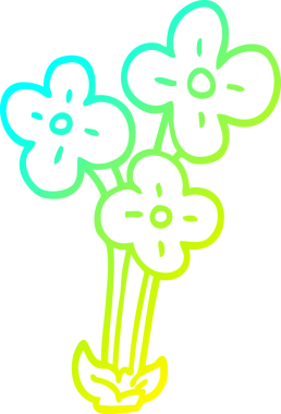 Bir insan tarafından çizilmiş bir demet çiçeğin soğuk gradyan çizimi