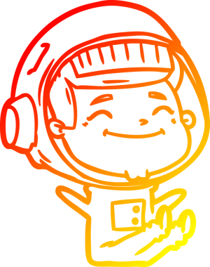 Bir insan tarafından çizilmiş mutlu bir astronotun sıcak çizgi çizimi