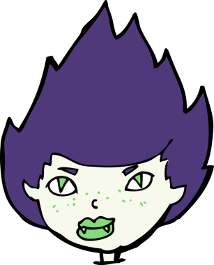 Bir insan tarafından çizilmiş vampir kafası.