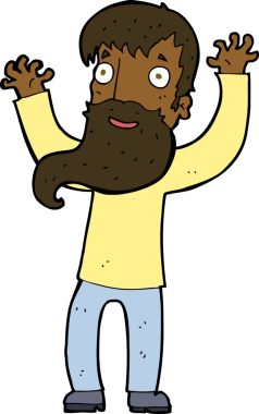 Bir insan tarafından çizilmiş sakallı heyecanlı bir adam.