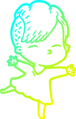 Bir insan tarafından çizilmiş, gözlerini kısarak bakan bir çizgi film karakteri.