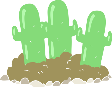 Bir insan tarafından çizilen kaktüsün düz renk çizimi