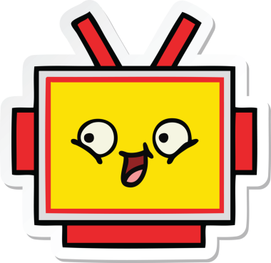 Bir insan tarafından çizilmiş şirin bir robot kafasının çıkartması.