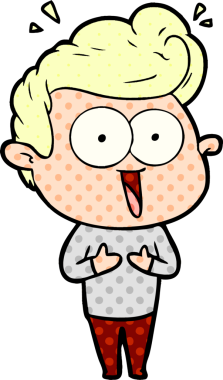 Bir insan tarafından çizilmiş çizgi film bakışlı adam.