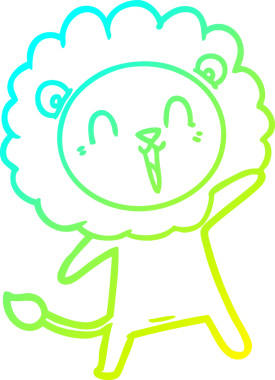 Bir insan tarafından çizilmiş gülen aslan karikatürü.