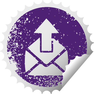 Bir insan tarafından çizilmiş e-posta işaretinin sıkıntılı, dairesel soyma etiketi