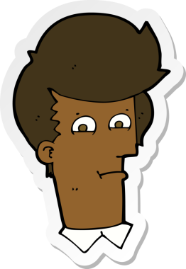 Çizgi film adamının çıkartması Bir insan tarafından çizilen gözleri daraltıyor