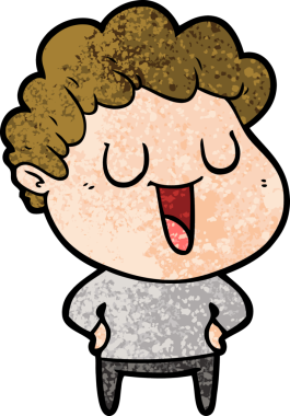 Bir insan tarafından çizilmiş gülen karikatür adam.