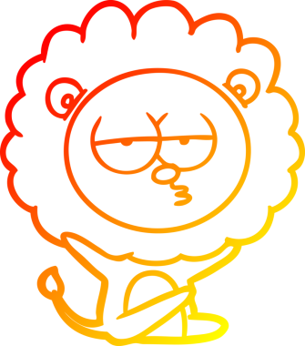 Bir insan tarafından çizilen ve canı sıkılan bir aslanın sıcak çizgi çizimi