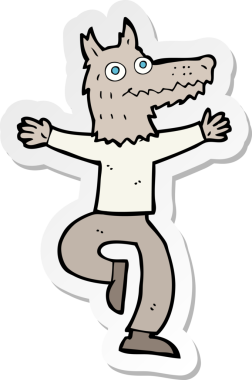 Bir insan tarafından çizilmiş bir kurt adamın çıkartması.