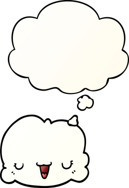 Düşünce baloncuğu olan sevimli çizgi film bulutu bir insan tarafından çizilmiş.