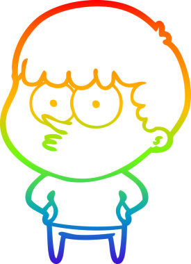 Gökkuşağı gradyanı çizimi Bir insan tarafından çizilmiş meraklı bir çocuk