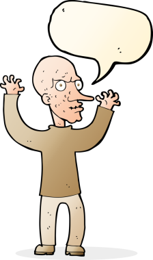 Bir insan tarafından çizilmiş konuşma balonu olan kaba bir adam.