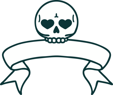 Bir insan tarafından çizilmiş geleneksel bir kafatası dövmesi.