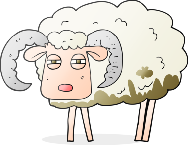 Bir insan tarafından çizilmiş çamurla kaplı karikatür koçu.