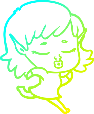 Soğuk gradyan çizgisi, bir insan tarafından çizilmiş güzel bir elf kızı çizimi.