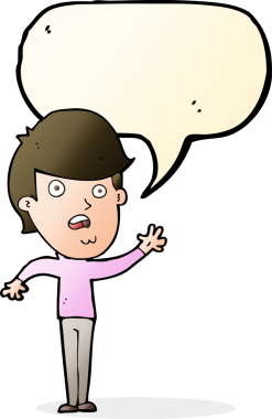 Bir insan tarafından çizilmiş konuşma balonu olan mutsuz bir çocuk.