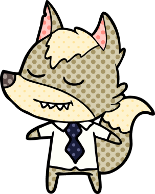 Bir insan tarafından çizilmiş dost canlısı patron kurt.