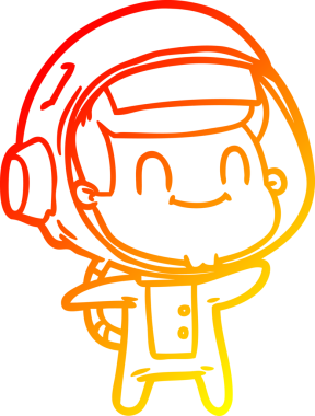 Bir insan tarafından çizilmiş mutlu bir astronotun sıcak çizgi çizimi