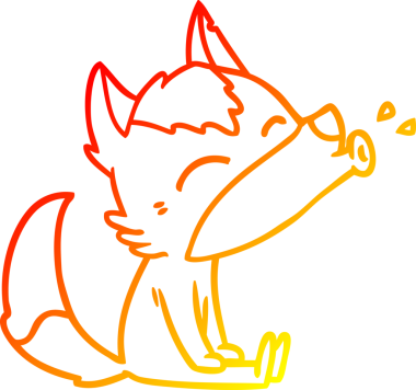 Bir insan tarafından çizilen uluyan kurt çizgi filminin sıcak gradyan çizimi