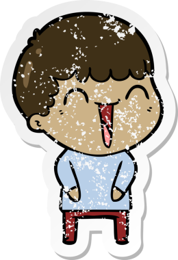 Bir insan tarafından çizilmiş mutlu bir adamın sıkıntılı çıkartması.