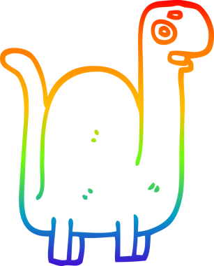 Bir insan tarafından çizilmiş tarih öncesi bir dinozorun gökkuşağı gradyan çizimi