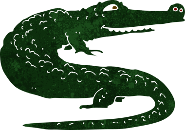 Bir insan tarafından çizilmiş timsah çizgi filmi.