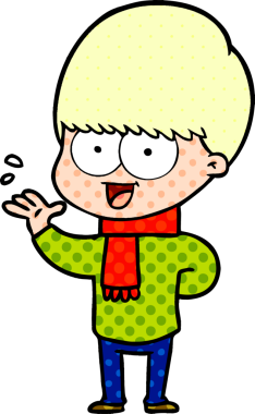 Bir insan tarafından çizilen mutlu çizgi film çocuğu.