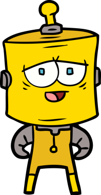 Bir insan tarafından çizilmiş çizgi film robotu