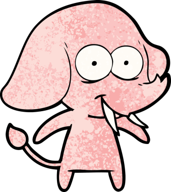 Bir insan tarafından çizilmiş mutlu bir fil.