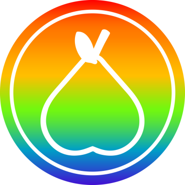 bir insan tarafından çizilmiş gökkuşağı gradyan organik armut dairesel simgesi