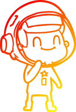 Bir insan tarafından çizilmiş mutlu bir astronotun sıcak çizgi çizimi