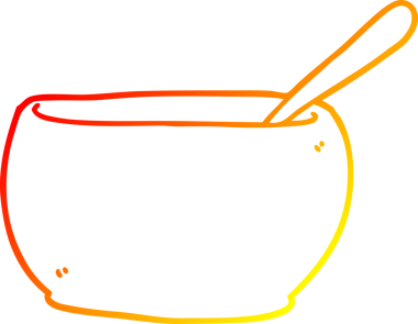 Bir insan tarafından çizilmiş karikatür çorba kasesi çizimi.