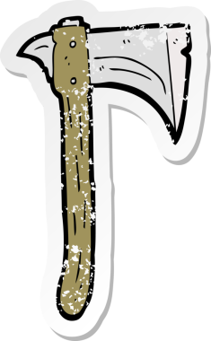 Bir insan tarafından çizilmiş bir baltanın gerilimli çıkartması.