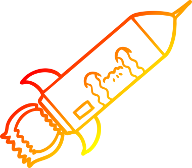 Bir insan tarafından çizilen ağlayan roketin sıcak çizgi çizimi