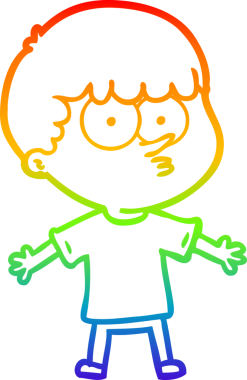 Gökkuşağı gradyanı çizimi Bir insan tarafından çizilmiş meraklı bir çocuk