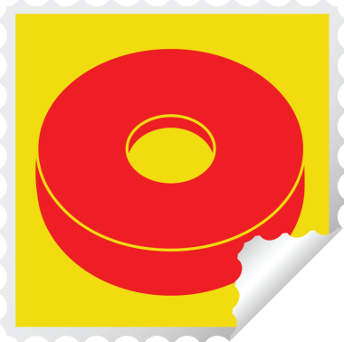 bir insan tarafından çizilmiş donut grafik vektör kare soyma etiketi