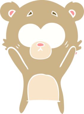 Bir insan tarafından çizilmiş kaygılı ayı düz renk karikatürü