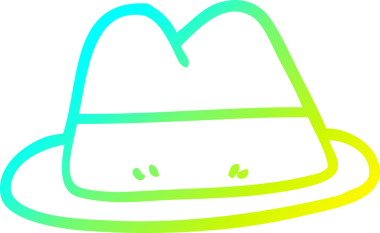 Bir insan tarafından çizilmiş eski moda bir şapkanın soğuk gradyan çizimi