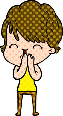 Bir insan tarafından çizilmiş gülen kadın çizgi filmi.