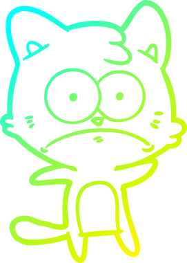 İnsan tarafından çizilmiş bir çizgi film çizimi. Sinirli bir kedi.